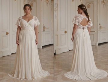 Romantic Boho Wedding Dress For Plus Size Brides Lace Beach Style