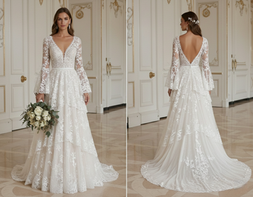 Romantisches Boho Hochzeitskleid Weiche Spitze Brautkleid