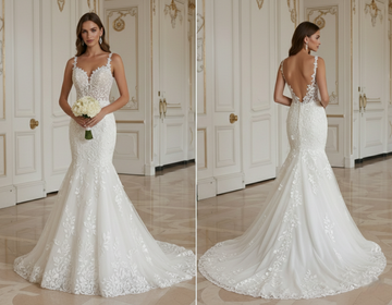 Romantisches Meerjungfrau-Brautkleid Blumenapplikation