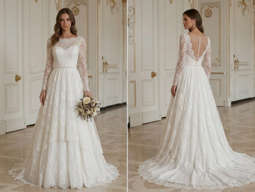Romantic Vintage Wedding Dress Soft Lace Bridal