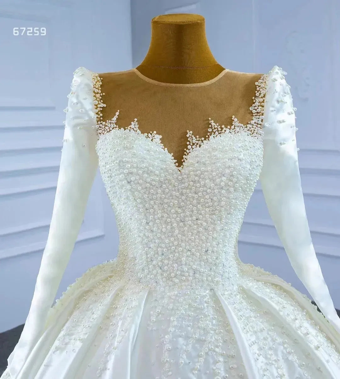 Ball Gown Matte Satin Wedding Dresses Sweetheart Long Sleeve Vestido De Novia Lace Beaded Elegant Robe De Mariee wedding dress CUSTOME MADE COLOR Satin