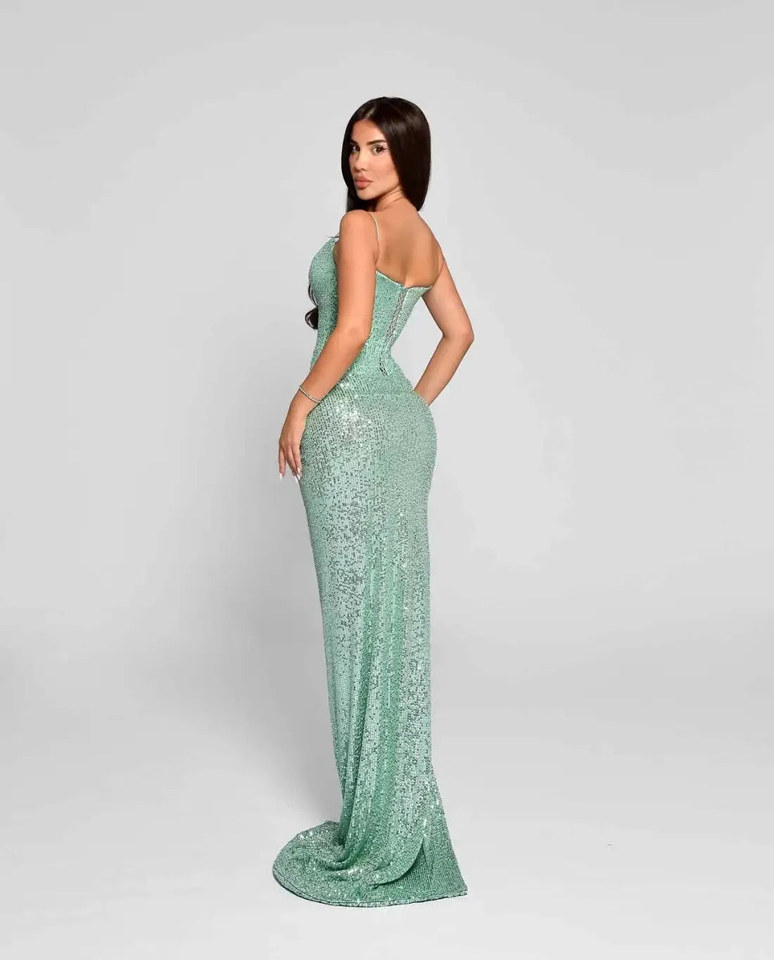 Shinning Sequins Women Sexy Strap Bodycon Long Maxi Dress Fashion Celebrate Nightclub Party Birthday Photo Shoot Wear