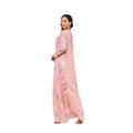 Long Dress For Prom V-neck Beaded Spring Muslim Gold Stamped Fashion Robe With Belt Pink Dress Dubai Arab Women Clothing