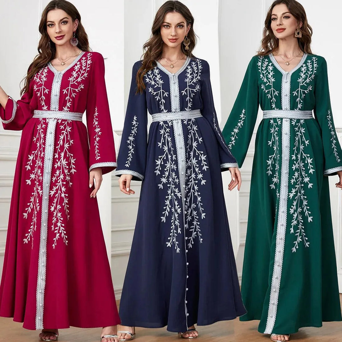 Arab Apparel New Loose Embroidered Long Sleeved Loose Dress Abaya Dubai Luxury Islam Maxi Dress Muslim Fashion Robe Summer