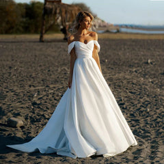 Beach Wedding Dress For Women Sexy Off The Shoulder Simple A Line Princess Bridal Gown Modern Robe De Mariee Customize