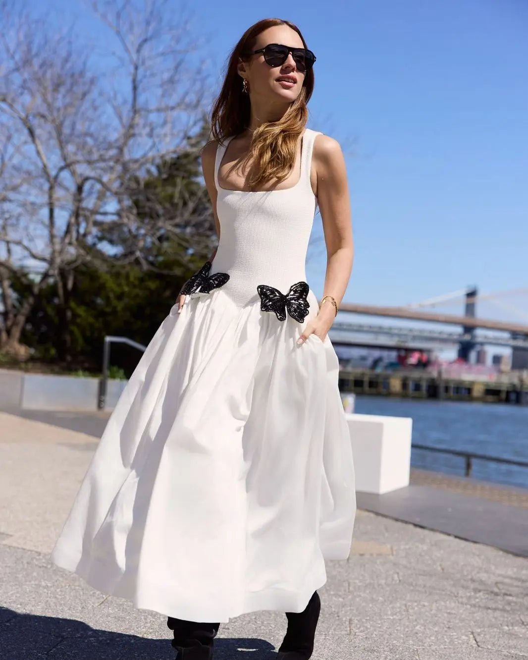 White Color Women Sleeveless Sexy O-Neck Straight Long Dress Elegant Evening Party Celebrity High Street Wear