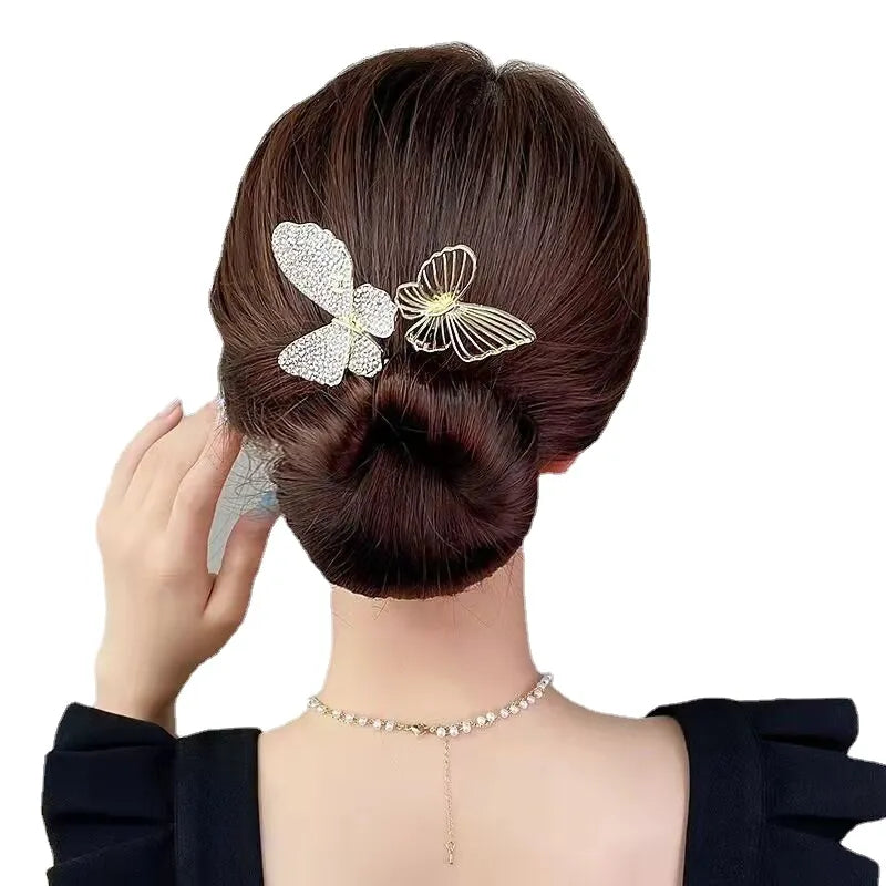 Accesorio para el cabello con forma de mariposa y flor elegante a la moda para mujer, horquilla para el cabello con forma de cola de pez y flor, joyería para novia, tiara 