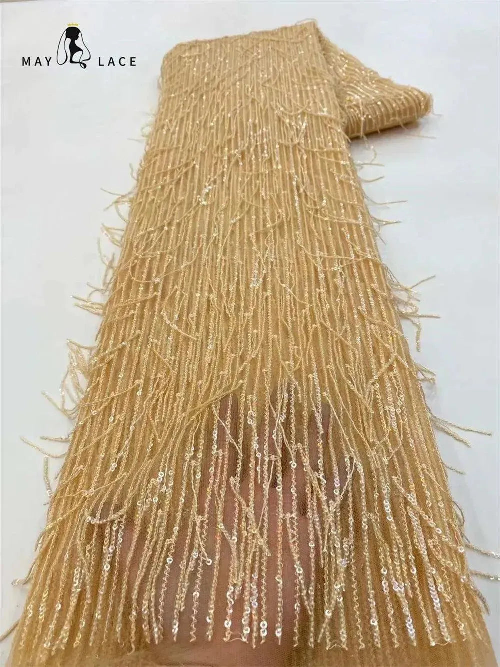 May Lace High Quality Luxury French Tulle Sequins Lace Fabric African Lace Fabric 5 Yards For Nigeria Wedding Dress Party 10African lace 5yard