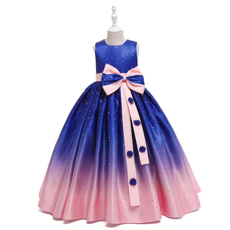 New Girls Kids Flower Elegant Causal Princess Party Dresses Children Clothing Christmas Birthday Wedding Party Baby Girl Dress