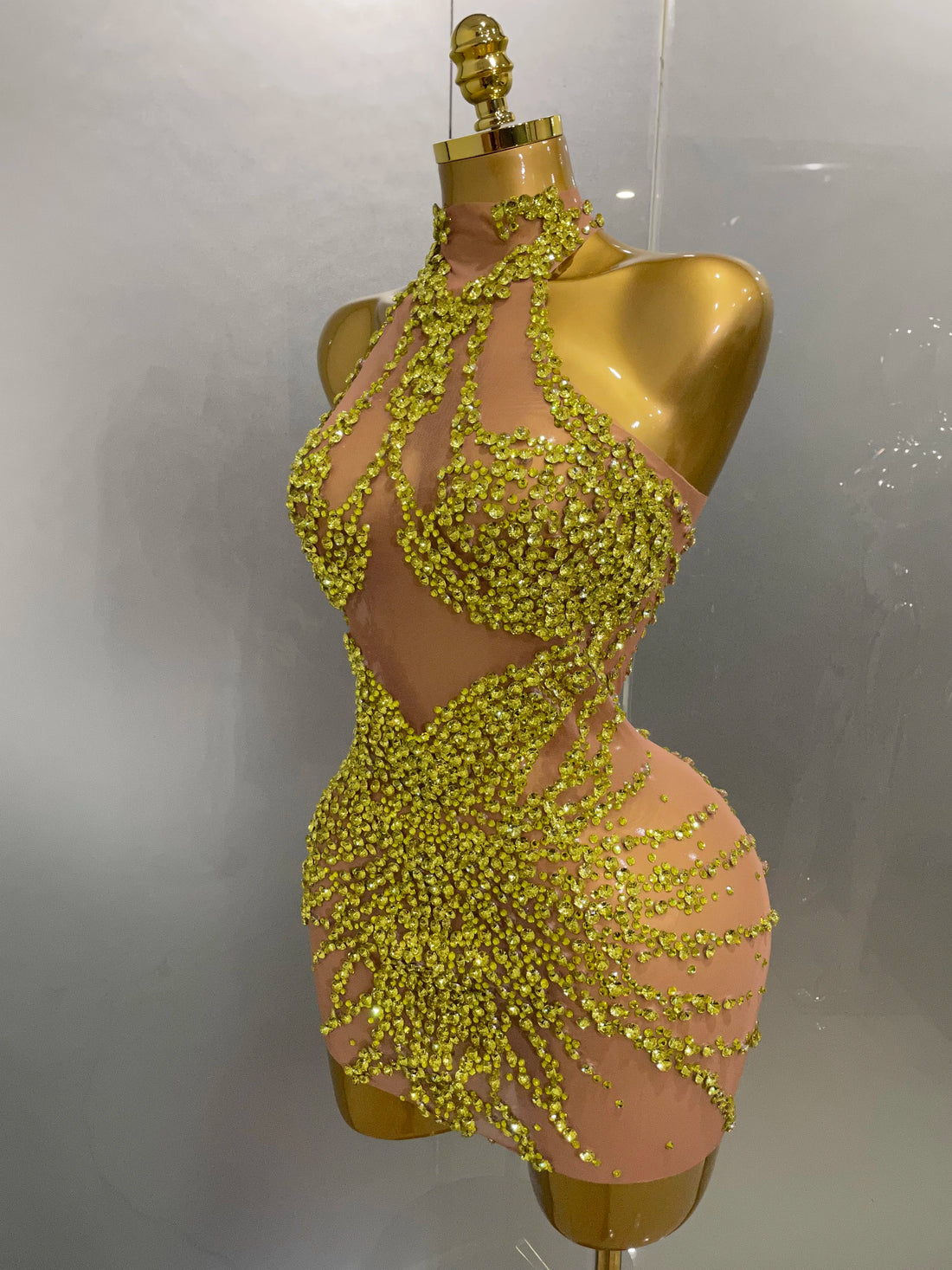 Luxury Sparkle Rhinestones Mesh Transparent Prom Dress 2025 New Women Sexy Birthday Celebrate Party Club Prom Outfit Bar Costume