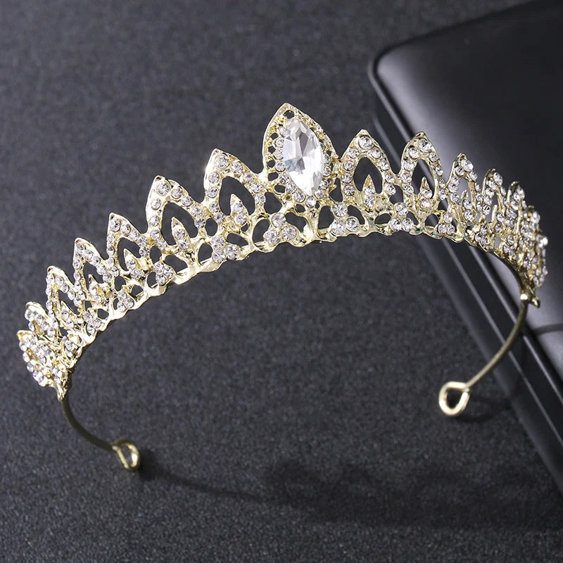 SilverColor Crystal Crowns And Tiaras Rose Gold Rhinestone Prom Diadem Headband For Women Bride Wedding Hair Accessories Jewelry