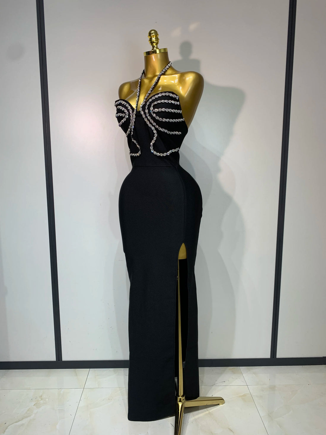 Women Sexy Halter Backless Shinning Crystal Bodycon Long Dress Celebrate Birthday Elegant Evening Party Dress Wedding Guest Gown