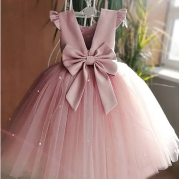 Backless Cute Baby Girl Dress Beading Sleeveless Wedding Birthday Formal Gala Gown Kids Princess Party Dresses for Girls 1-5Y