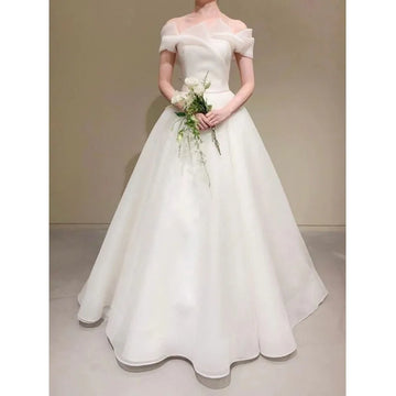 Elegant Off The Shoulder A Line Wedding Dresses Simple Long Vestidos De Novia  New Sukienka Na Wesele Custom Made Plus Size