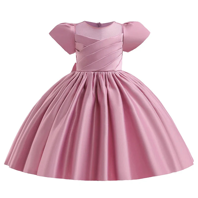 Elegant Girl Little Bridesmaid Clothes Evening Dresses Kids Children Costume Princess Vestido Flower Clothing White Pink Gown