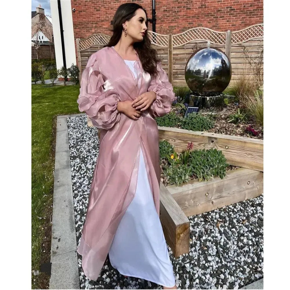 Summer Elegant Women Muslim Open Abayas Cardigan Long Maxi Dresses Turkey Kimono Ramadan Kaftan Arab Robe Belt Dubai Caftan