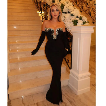 Luxury Diamonds Sexy V-Neck Strapless Package Hips Bandage Dress  Fashion Woman Evening dress Celebrity Cocktail Party Outfit