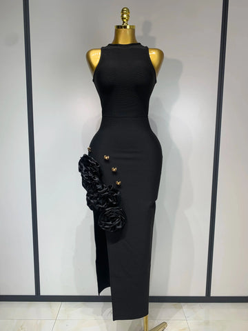 Women Fashion Celebrity Sexy Applique Black Long Bodycon Bandage Dress  Elegant Evening Party Club Luxury Birthday Dresses