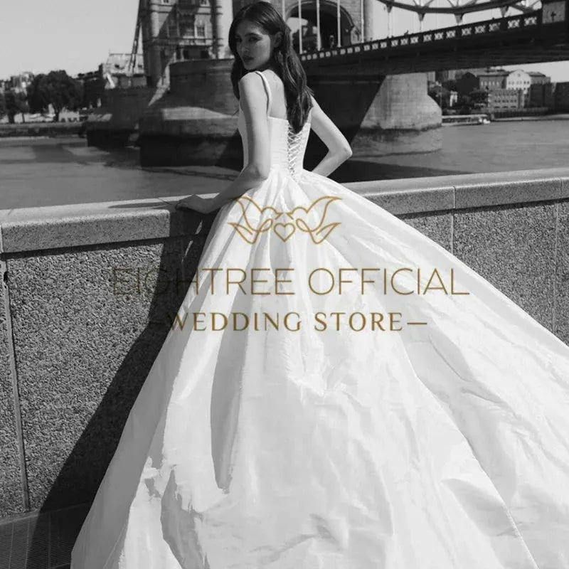 White A-Line Wedding Dresses Square Collar Sleeveless Long Bride Dress 2025 Boho Beach Wedding Prom Gowns Custom Size