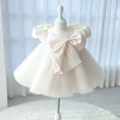 Menina Princesa Seda Tutu Dress Sleeve Child Vintage Vestido Party Festy Birthday Baptism Frocks Roupos de bebê 1-12y