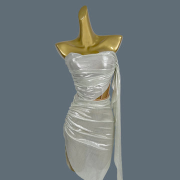 New Hot Design Nightclub Prom Strapless Bandage Top Mini Skirt Set Girls Party Wear Stage Performance Dress for Women Xiongzhong