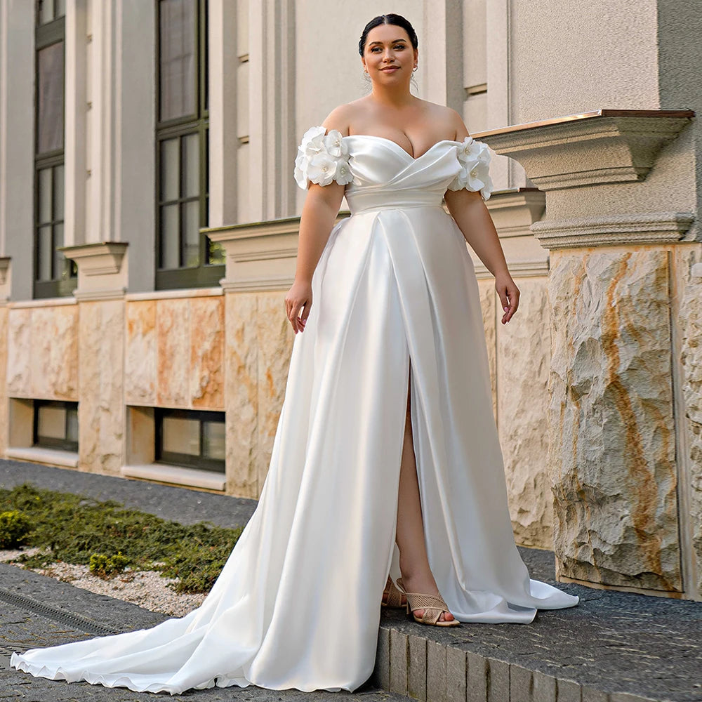 Plus Size Wedding Dresses Big Women Bride Dress Off The Shoulder V Nec