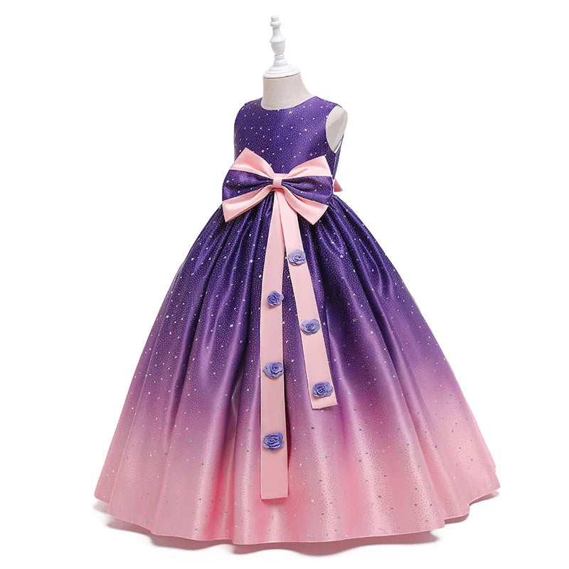 New Girls Kids Flower Elegant Causal Princess Party Dresses Children Clothing Christmas Birthday Wedding Party Baby Girl Dress