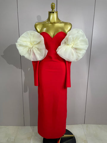 2025 New Women Sexy Off Shoulder Red Bodycon Bandage Dress Long Sleeved Celebrity Elegant Backless Dress Luxury Birthday Dresses