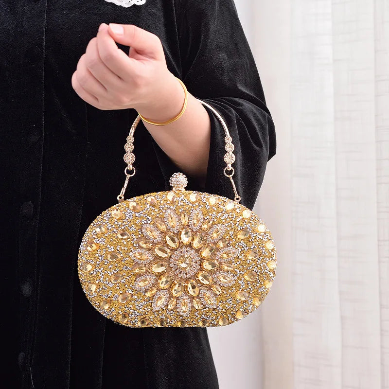 Rhinestone Women Luxury Clutch Evening Bag Crystal Diamond Lady Pocket Purse Wallet Fashion Wedding Party Chain Shoulder Handbag