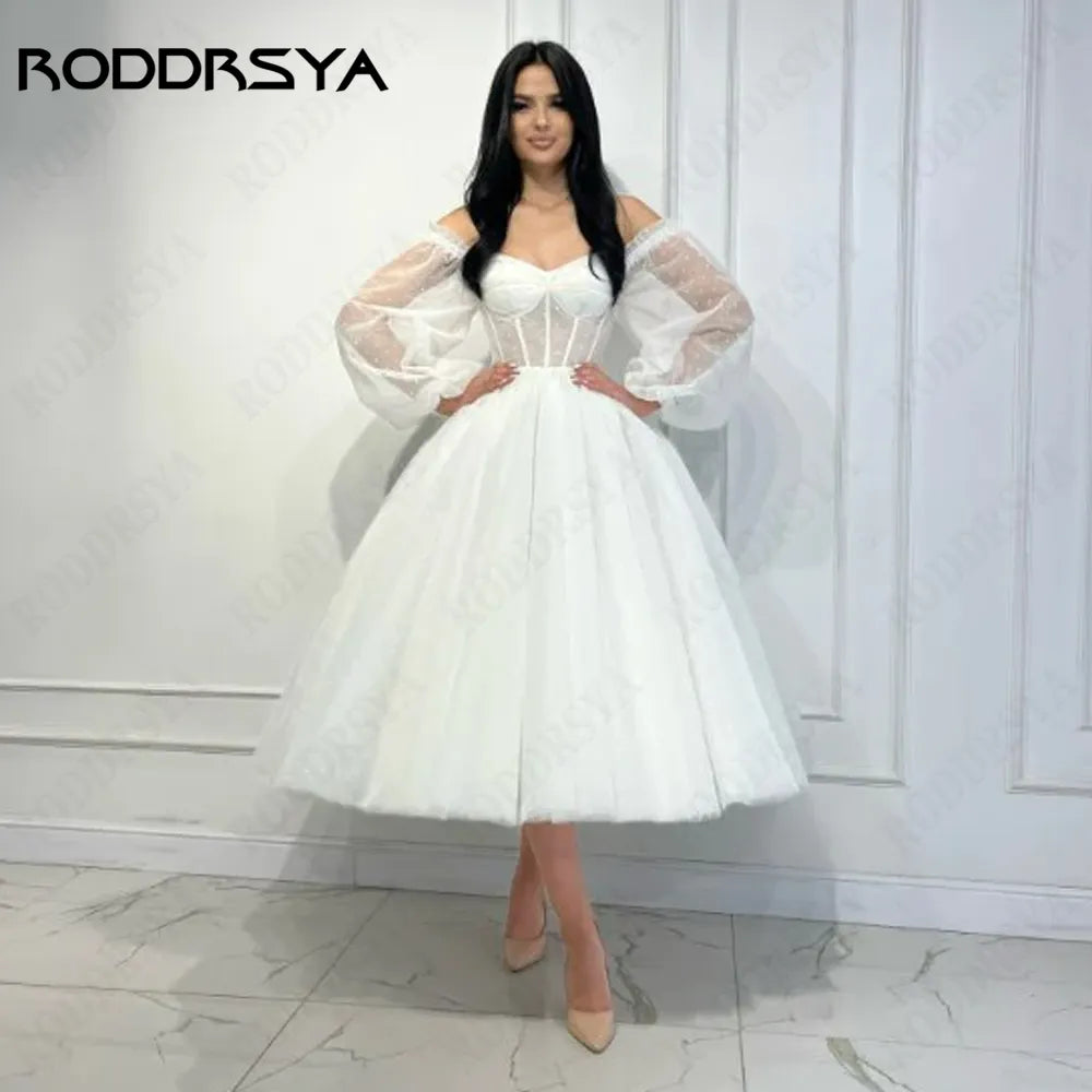 Sweetheart Princess Wedding Dresses Elegant Short A-Line Bridal Gowns Sexy Lace Up Backless Tulle Vestidos De Novia