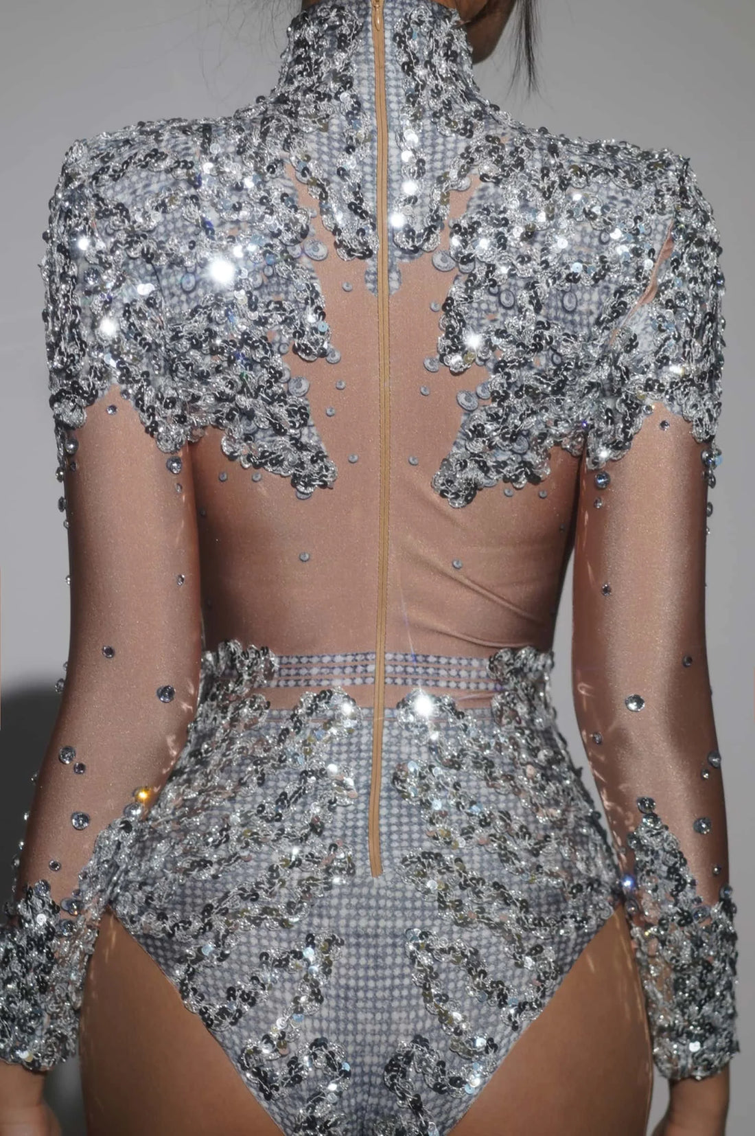 Sparkly Crystals Sequins Women Bodysuit Nightclub Stage Performance Outfit Carnival Party Showgirl Sexy Fancy Bodysuit Yiniang