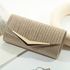 Fashion Evening Wedding Texture Hardware Trim Strip Print Dinner Clutch Purse Party Bag