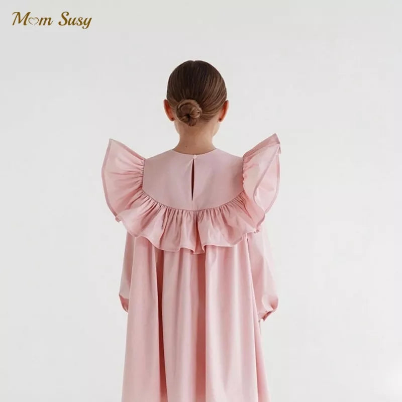 Robe princesse en coton à volants pour bébé fille, manches longues, printemps-automne, vêtements de haute qualité pour bébé fille de 2 à 10 ans 