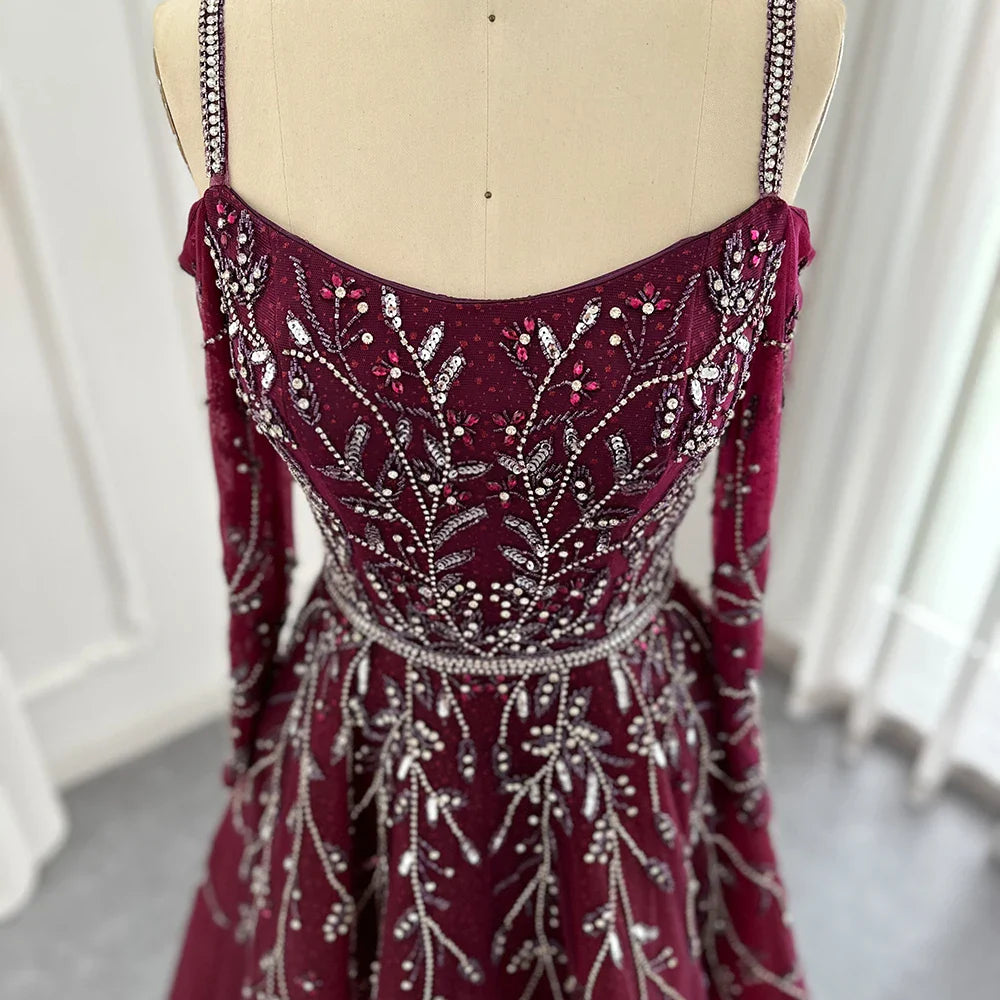 Vestido de noche de lujo de Dubái con flecos morados y fucsia para mujer árabe, vestido formal azul para fiesta de invitados a la boda 