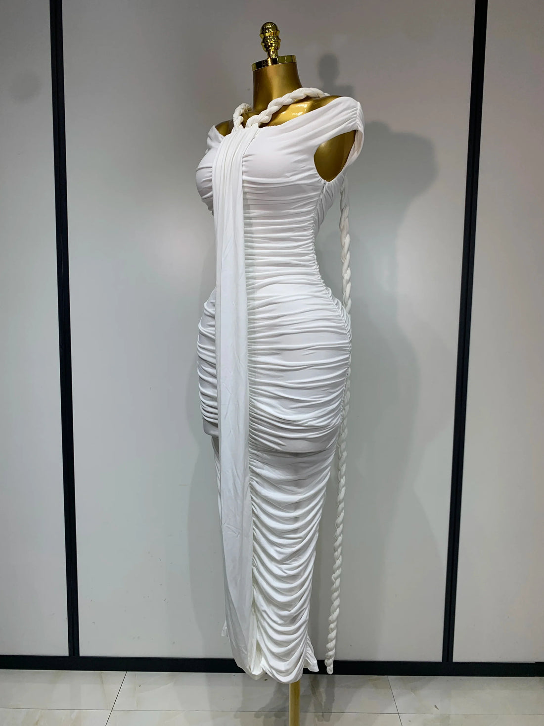 2025 White Women Sexy Off Shoulder Bodycon Mesh Long Dress Nightclub Party Evening Fashion Birthday Dress Vestido