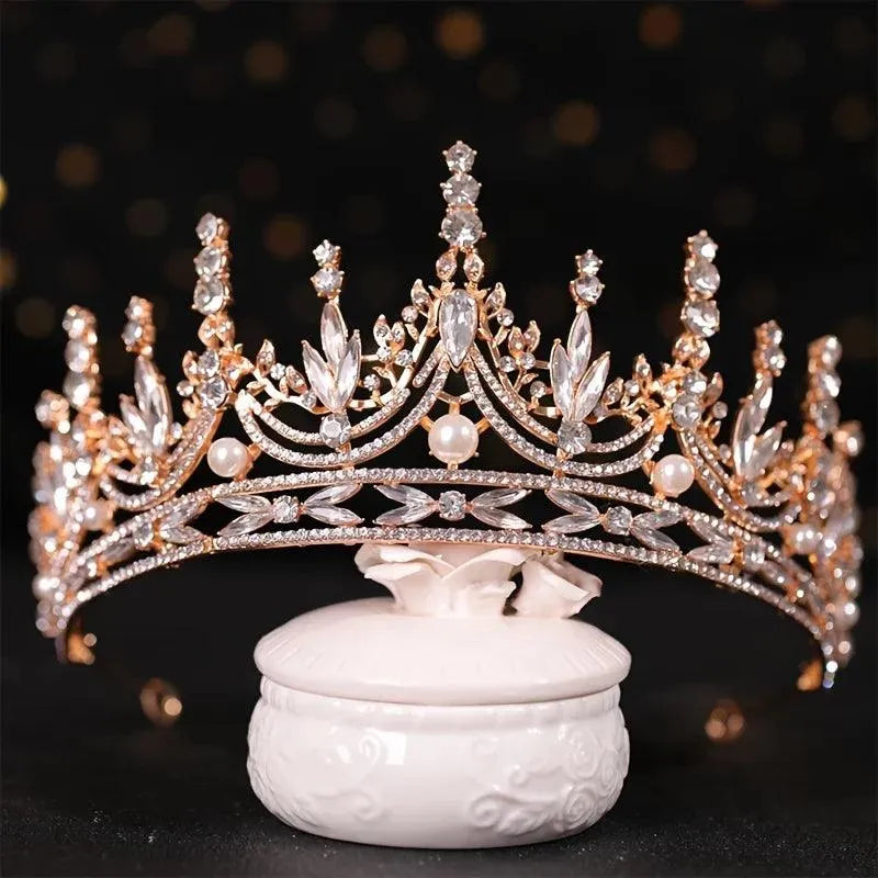 Luxury Pearl Crystal Tiaras And Crowns For Women Bride Rhinestone Prom Diadem Crown Tiara Wedding Bridal Hair Accessories Crown