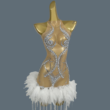 Neck-mounted Gauze Mini Dress Birthday Celebrate Party Mesh Short Outfit Sexy Women Hot Girls Night Bar Club Dance Wear Wandao