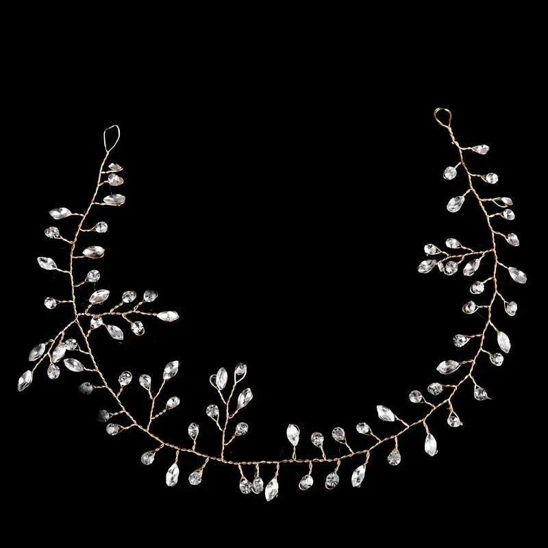 Crystal Bridal Hair Vine Headband Tiara For Women Bride Rhinestone Bridal Wedding Hair Accessories Jewelry Vine Band Headband