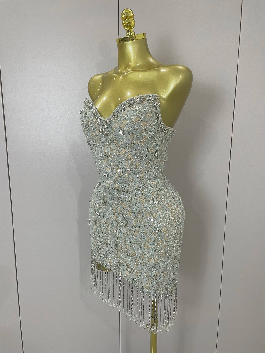 Luxury Sparkle Diamond Tassel Halter Cocktail Dress  Women Elegant Evening Formal Gowns Wedding Party Dresses Stage Costumes