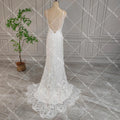 Spaghetti Strap Lace Mermaid Wedding Dress Boho Beach Rustic Open Back Backless Cut Out Country Sweep Train Bridal Gowns
