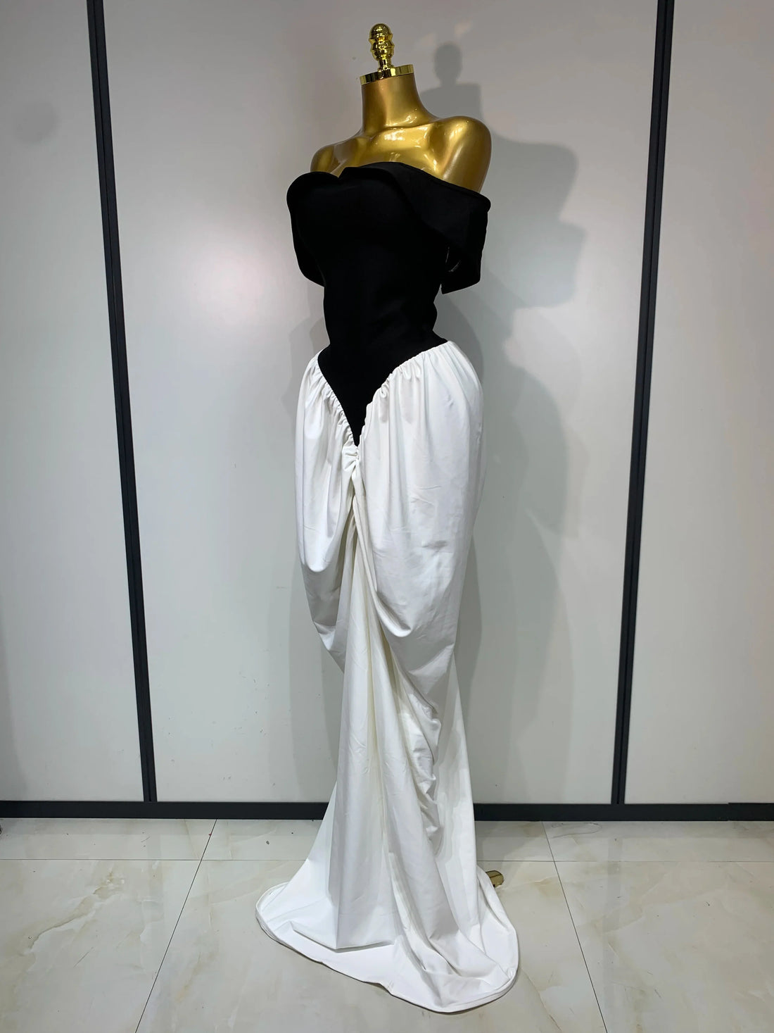 Women Sexy Off Shoulder Black And White Bandage Mermaid Long dress 2025 Formal Evening Party Elegant Luxury Birthday Dress