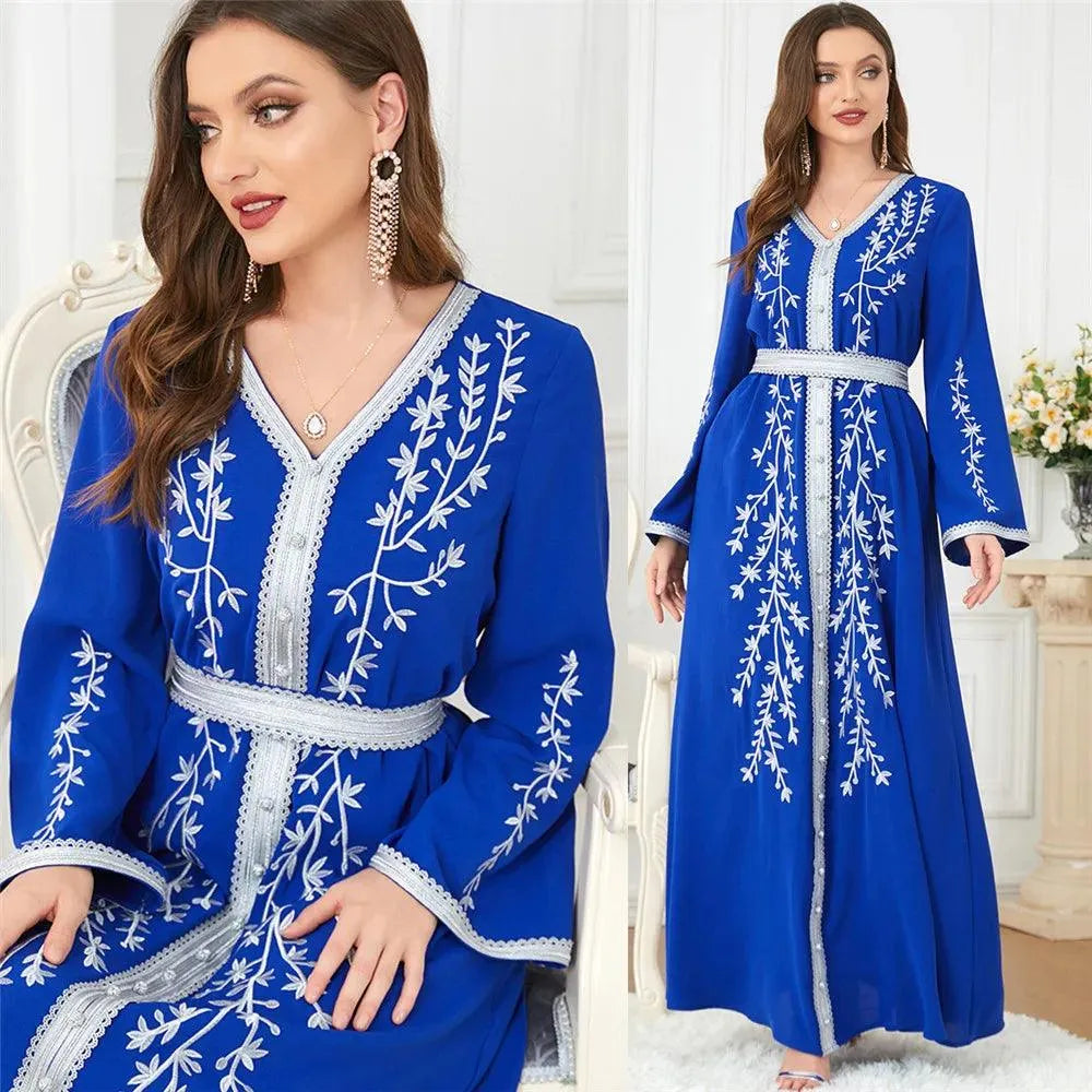 Eid Mubarak Muslim Embroidery Abayas For Women Maxi Dress Turkey Arabic Islam Moroccan Evening Party Jalabiya Caftan Gown Kaftan