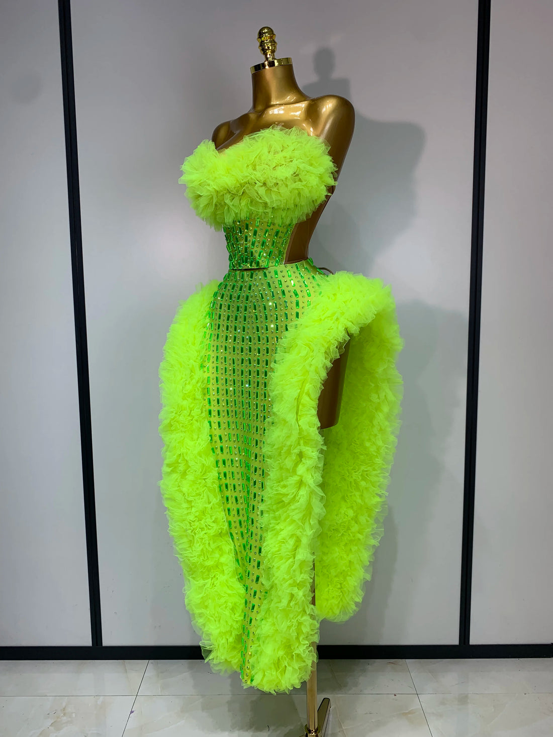 Women Sparkly Rhinestone Sexy Strapless Tops Skirt Two Piece Set Celebrate Evening Party Luxury Birthday Nightclub Stage Outfit