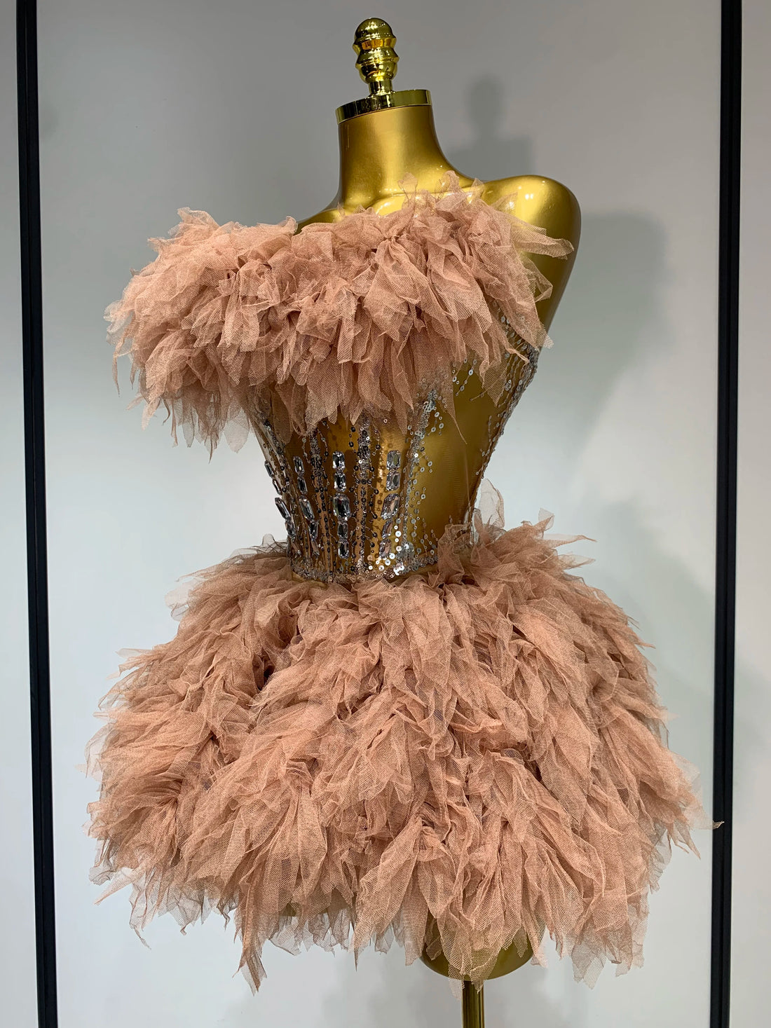 Women Sexy Strapless Mesh Two Pieces Set Celebrity Nightlcub Party Photo Shoot Outfit 2025 Prom Gown Luxury Birthday Dresses