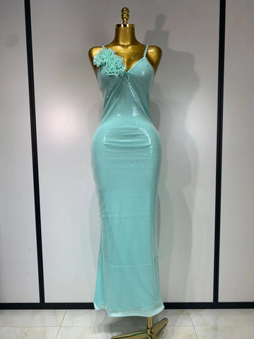 Women Sexy Sling V Neck Appliques Sequines Glitter Bodycon Long Dresses  Luxury Birthday Party Celebrity Evening Prom Gown