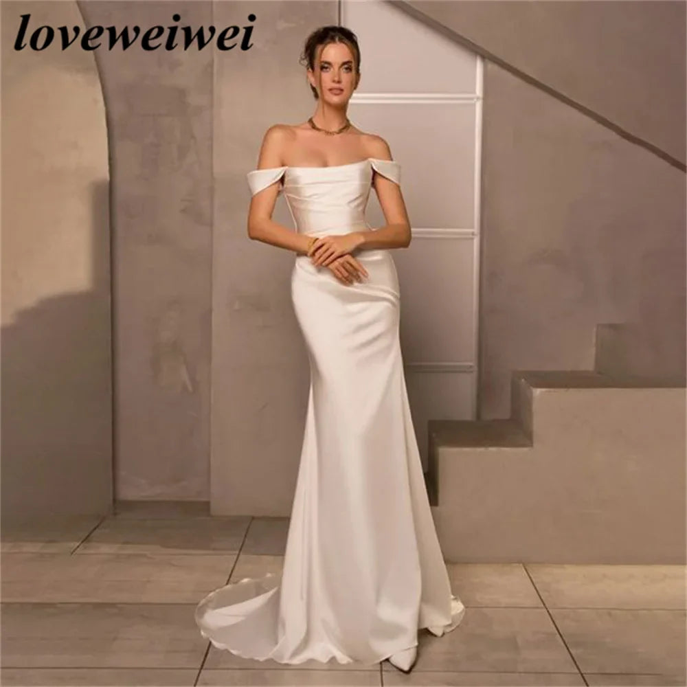 Vestido de novia encantador con hombros descubiertos, elegante vestido de novia suave con manchas, vestido de novia sin tirantes, vestido de novia sexy, vestido de novia