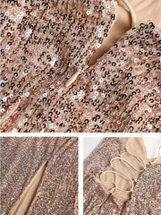 Missord Shiny Sequin Spaghetti Strap Backless Split Evening Dresses Cocktail Party Women's Sexy Maxi Dress Ballroom Dress