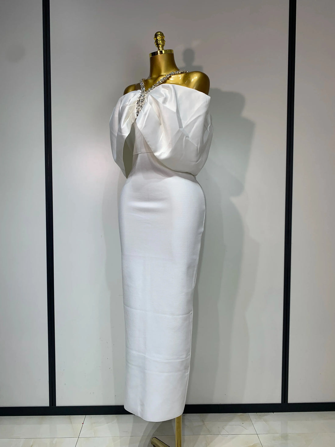 Luxury Rhinestone Chain Off Shoulder Vintage Butterfly Chic Bodycon Dress High Street Elegant Evening Party Birtyday Clothing