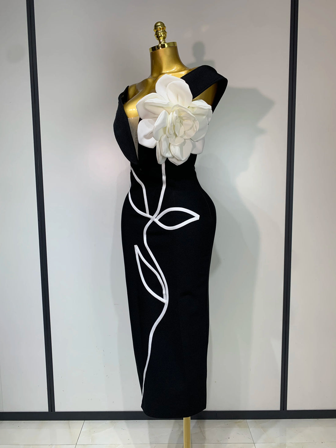 Women Sexy Off Shoulder Backless Bandage Dress Celebrity Elegant Flowers Evening Party Luxury Bithday Outfit Fashion Show Gowns