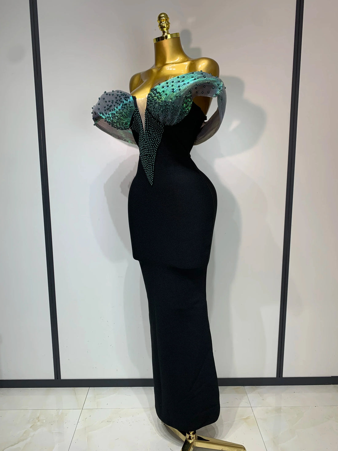 Women Celebrity Sexy Off Shoulder Beading Bodycon Maxi Long Bandage Dress  Elegant Evening Club Party Luxury Birthday Outfit